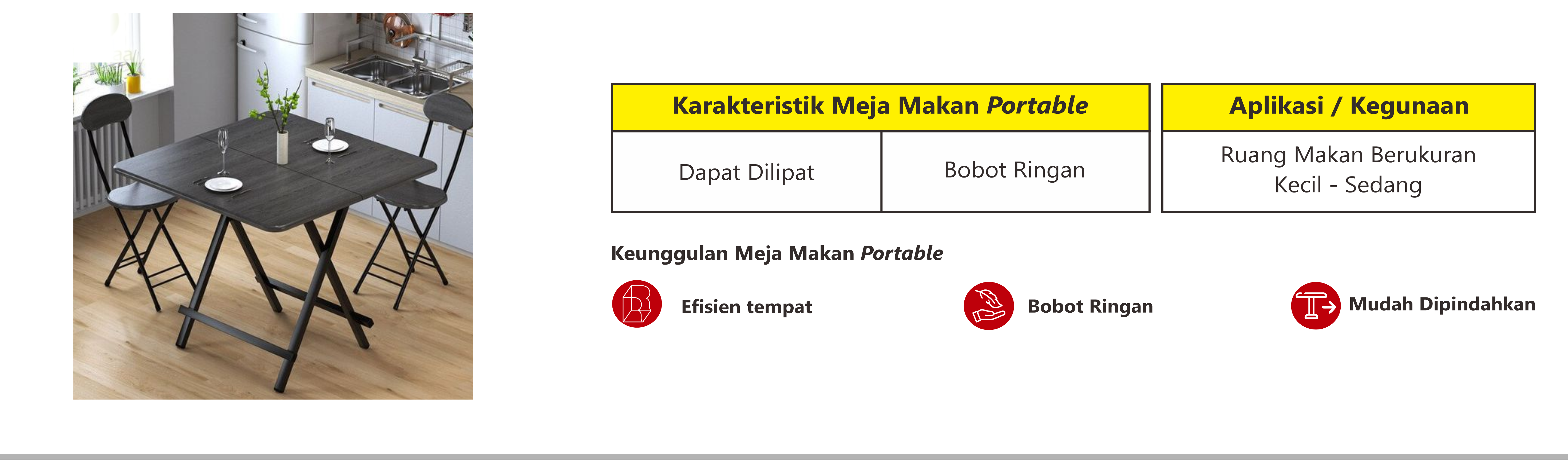 Meja makan portable